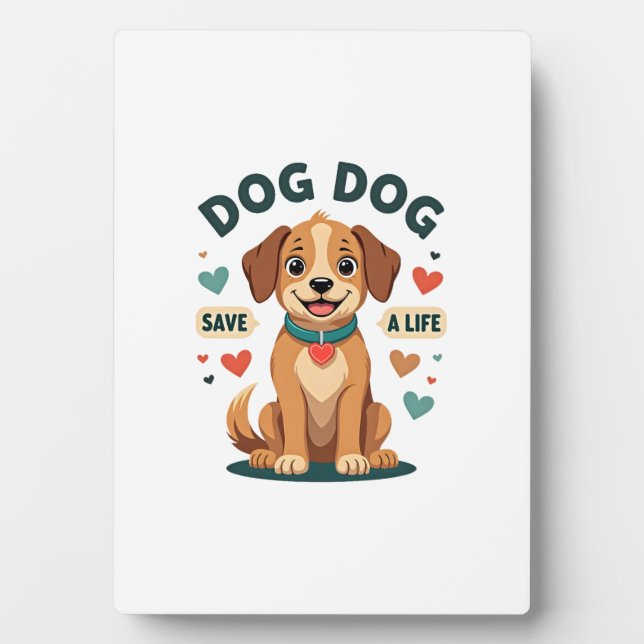 Plaque Photo Vintage Cute Rescue Dog Save A Life Cartoon Puppy  (Devant)