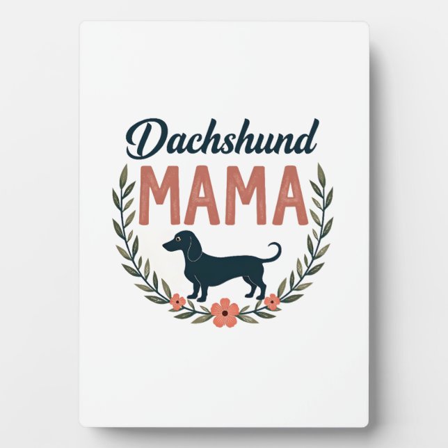 Plaque Photo Vintage Dachshund Mama Floral Dog Lover Vector Des (Devant)