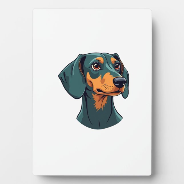 Plaque Photo Vintage Dachshund Portrait Art Retro Dog Illustrat (Devant)