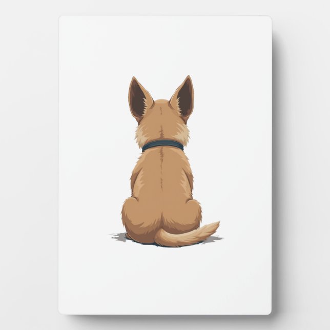Plaque Photo Vintage Dog Back View Illustration with Big Ears P (Devant)