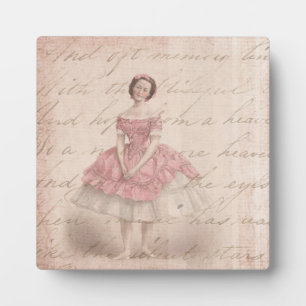 Plaque Photo Vintage fille Ballerina dans un Tutu rose
