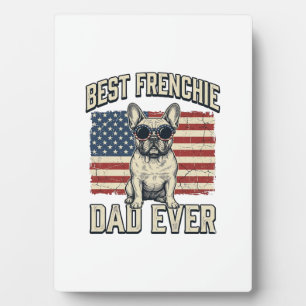 Plaque Photo Vintage Frenchie Papa Drapeau Américain