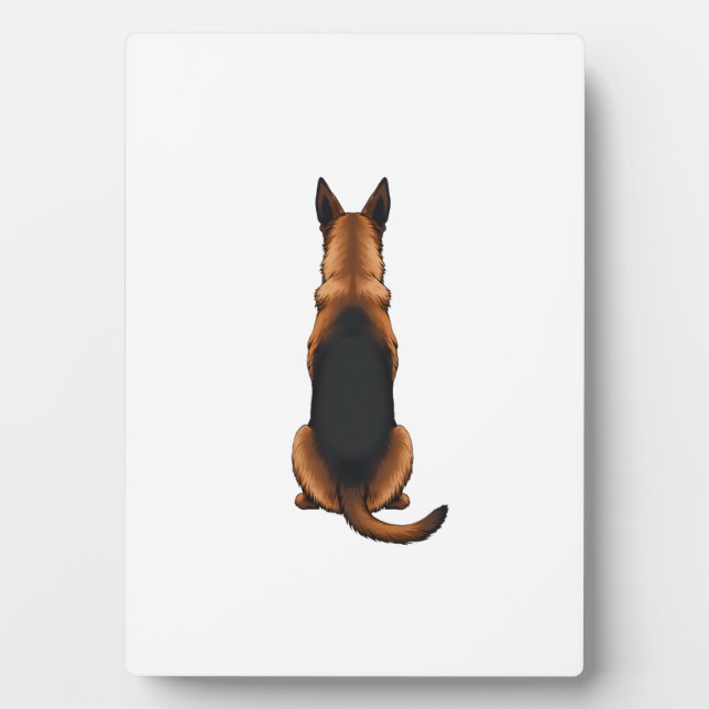 Plaque Photo Vintage German Shepherd Back View Dog Illustration (Devant)