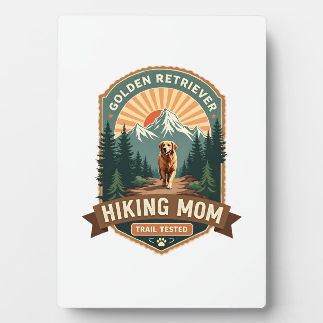 Plaque Photo Vintage Golden Retriever Hiking Mom Trail Tested M (Devant)