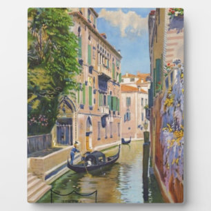 Plaque Photo Vintage Grand Canal Gondolas Venise Italie Voyage