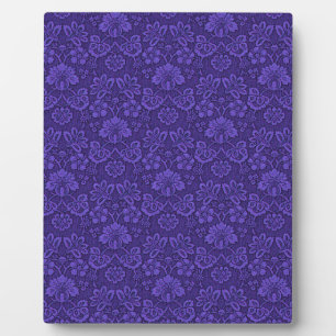Plaque Photo Vintage Indigo Damask Paisley Floral