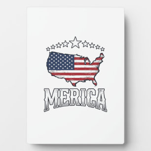 Plaque Photo Vintage Merica Patriote Drapeau Carte T-Shirt Desi