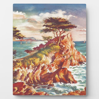 Plaque Photo Vintage Monterey Coastline California Tourisme USA