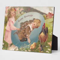 Vintage Pâques Victorienne fille et garçon