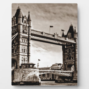 Plaque Photo Vintage Sepia London Tower Bridge