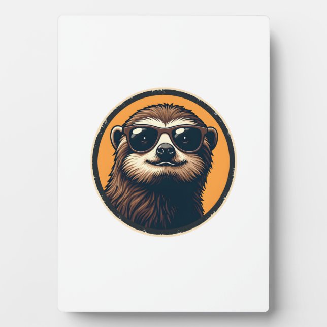 Plaque Photo Vintage Sloth Sunglasses Retro Badge Art 2 (Devant)