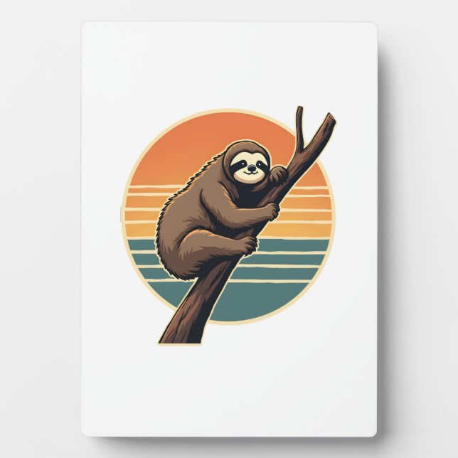 Plaque Photo Vintage Sloth Sunset Vector Retro Hanging Art 2 (Devant)