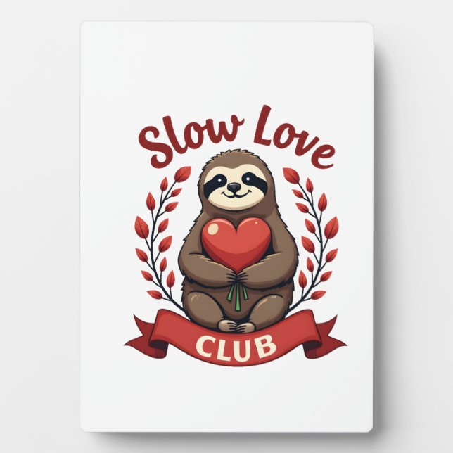 Plaque Photo Vintage Sloth Valentine Cute Heart Hands Art 2 (Devant)