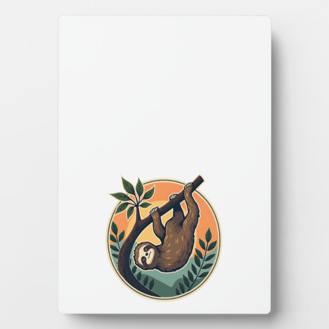 Plaque Photo Vintage Sloth Vector Retro Wildlife Badge 2 (Devant)