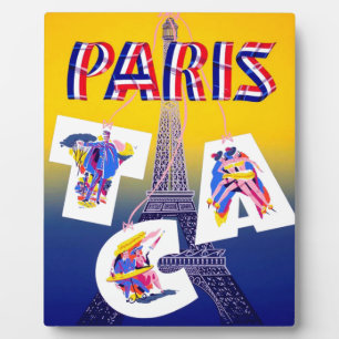 Plaque Photo Vintage Tour Eiffel Paris Air Travel Publicité