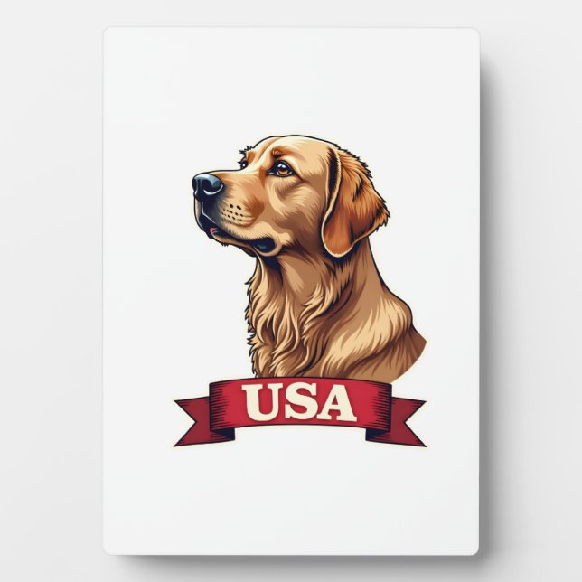 Plaque Photo Vintage USA Golden Retriever Engraving Shirt (Devant)