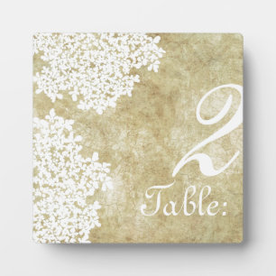 Plaque Photo Vintage White Queen Annes Lace Numéro de table
