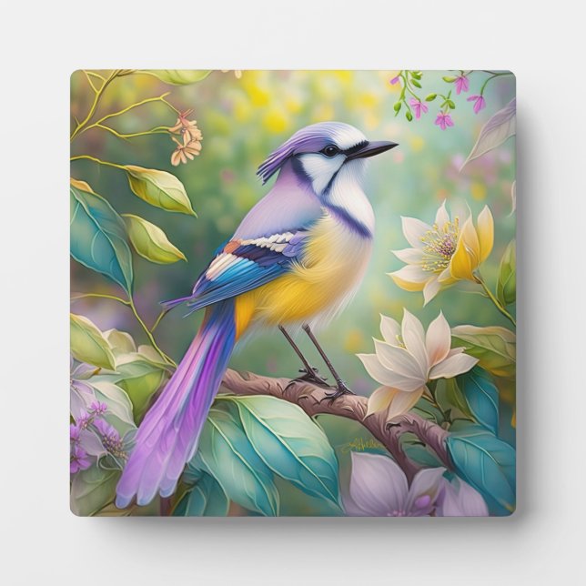 Plaque Photo Violet Tufted Jay Imaginaire Bird (Devant)