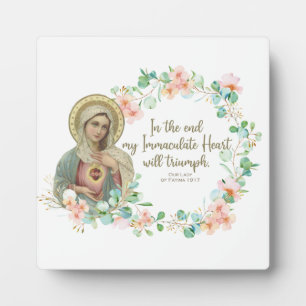 Plaque Photo Virgin Mary Fatima Catholic Religious Floral