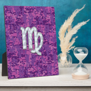 Plaque Photo Virgo Sign on Pink Fuchsia Digital Camouflage