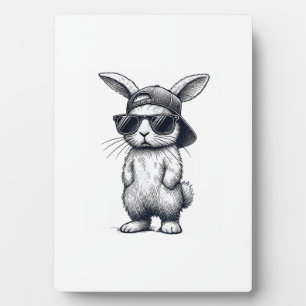 Plaque Photo Visage de lapin avec lunettes de soleil Casquette 