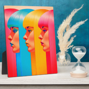 Plaque Photo Visages Colorés Profils Latéraux Multicolores Vibr
