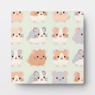 Plaque Photo Visages de hamster mignons motif pastel Kawaii