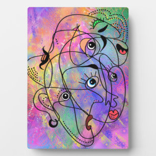 Plaque Photo Visages de personnes abstraites - Dessin de style