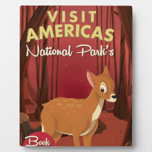 Plaque Photo Visitez l'affiche vintage des parcs nationaux d'Am