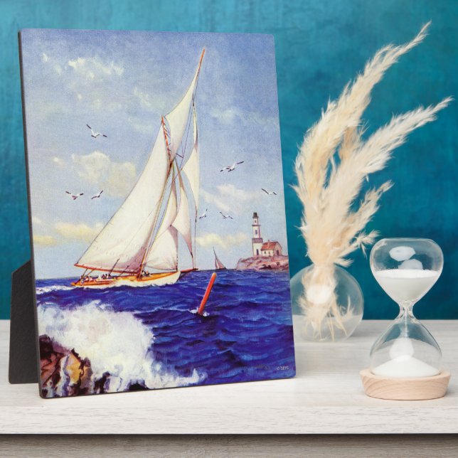 Plaque Photo Voile Par Le Phare par Albert B. Marks (Côté)