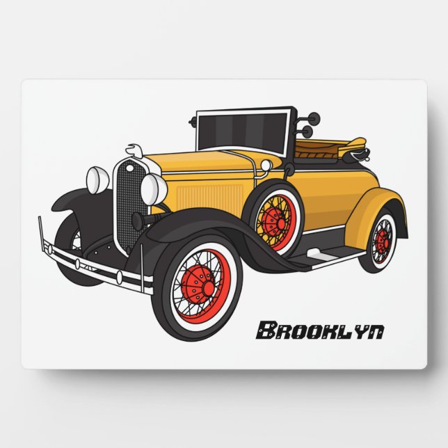 Plaque Photo Voiture jaune classique 1931 (Devant)