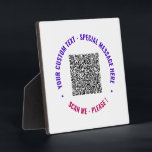 Plaque Photo Votre code QR et votre feuille de texte personnali<br><div class="desc">Couleurs et polices personnalisées - Concevez votre propre plaque personnalisée avec votre code QR Numériser Info Texte personnalisé Couleurs personnalisées Boutique personnalisée ou personnalisées Plaques / Cadeau moderne - Ajouter votre code QR - Image - Photo ou logo / et texte - Nom ou autre info / message - Redimensionner...</div>