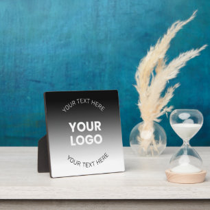 Plaque Photo Votre logo   Dégradé noir & blanc moderne modifiab