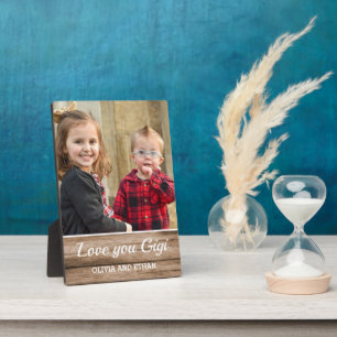 Plaque Photo Vous aime Gigi Photo de petits-enfants en bois rus