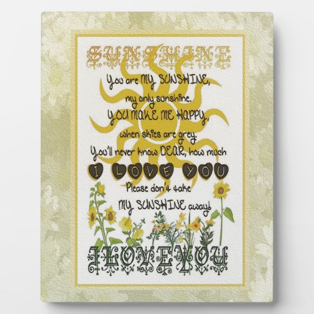 Plaque Photo Vous êtes mon soleil (Devant)