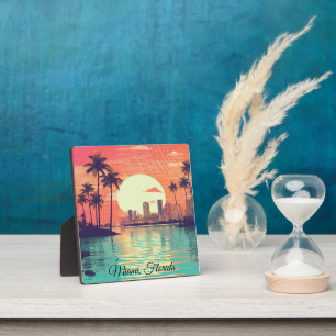 Plaque Photo Voyage coloré vintage rétro Miami Floride