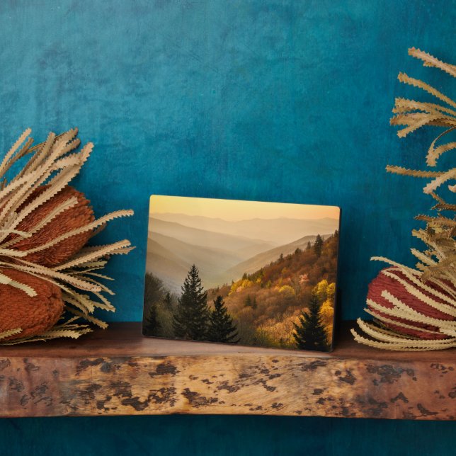 Plaque Photo Vue sur la vallée Oconaluftee | Caroline du Nord (Côté)