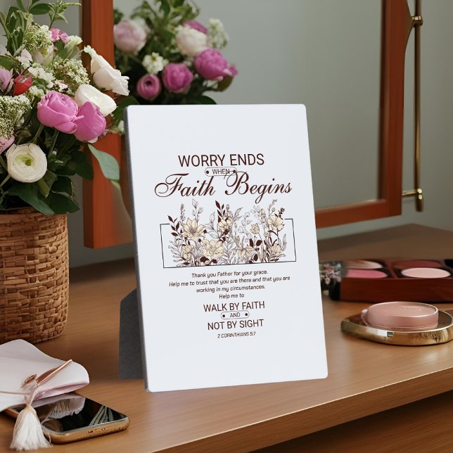 Plaque Photo Walk by Faith 2 Corinthians Floral Scripture (Créateur téléchargé)