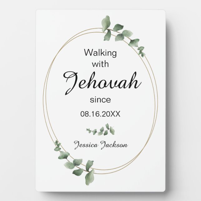Plaque Photo Walking with Jehovah since Baptism Eucalyptus (Devant)