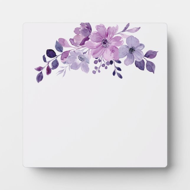 Plaque Photo Watercolor purple flower bouquet  (Devant)