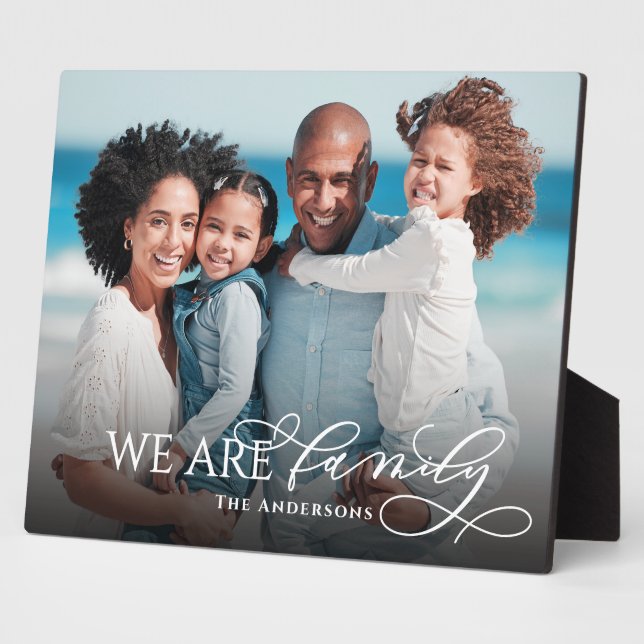 Plaque Photo We Are Family Handwritten Script Family Name (Côté)