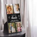 Plaque Photo We Love You Abuela Famille Modern Photo Collage<br><div class="desc">La Plaque de collage photo moderne Abuela We Love You Heart est un cadeau émouvant et personnalisé qui met en valeur votre amour pour votre grand-mère. Cette plaque magnifiquement conçue comprend un collage photo en forme de coeur, vous permettant d'ajouter vos photos de famille préférées dans un agencement moderne et...</div>