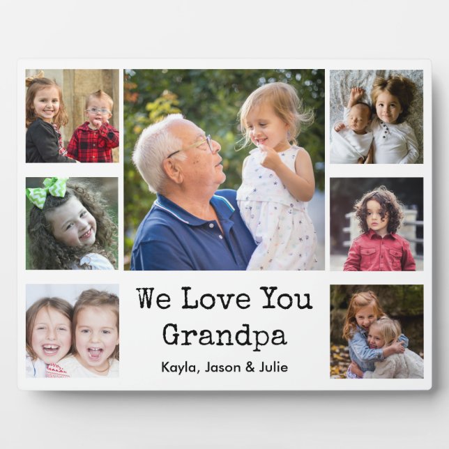 Plaque Photo We Love You Grand-pa Grandkids 7 Photo Collage (Devant)