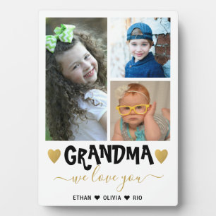Plaque Photo We Love You Grandma Grandkids 3 Photo Collage