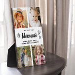 Plaque Photo We Love You Meemaw Family Modern Photo Collage<br><div class="desc">The Meemaw We Love You Heart Modern Photo Collage Plaque est un cadeau émouvant et personnalisé qui met en valeur votre amour pour votre grand-mère. Cette plaque magnifiquement conçue comprend un collage photo en forme de coeur, vous permettant d'ajouter vos photos de famille préférées dans un agencement moderne et élégant....</div>