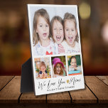 Plaque Photo We Love You Mimi Grandkids Names 4 Photo Collage<br><div class="desc">Mimi Nous Vous Aimons | Grandkids 4 Photo Collage Plaque — Faites votre propre cadre de 4 images personnalisées avec 4 photos et noms de petits-enfants préférés. Fait un cadeau de gardien précieux pour grand-mère pour l'anniversaire,  le jour de la mère,  la journée des grands-parents et d'autres jours spéciaux.</div>