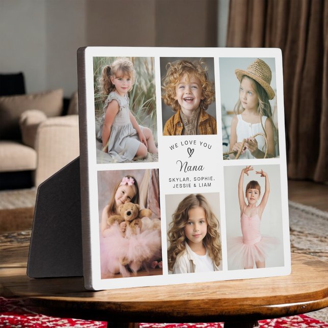Plaque Photo We Love You Nana Keepsaké Photo Collage (Personalize with 6 favorite photos for a custom gift for Nana.)