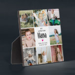 Plaque Photo We Love You Nana' Photo Collage<br><div class="desc">Créez votre propre cadeau unique pour grand-mère avec cette plaque d'affichage de collage photo mignon. Avec 8 photos et texte carrés qui dit 'We Love You Nana,  un petit coeur mignon et petits-enfants nom(s).</div>