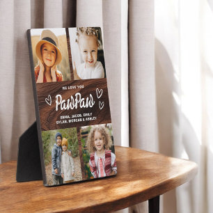 Plaque Photo We Love You Paw Paw Rustic Wood Photo Collage