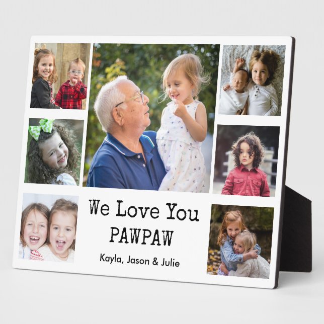 Plaque Photo We Love You Pawpaw Grandkids 7 Photo Collage (Côté)